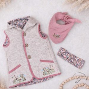 Frühlingsset Weste, Tuch und Stirnband in Wunschgröße